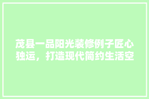 茂县一品阳光装修例子匠心独运，打造现代简约生活空间