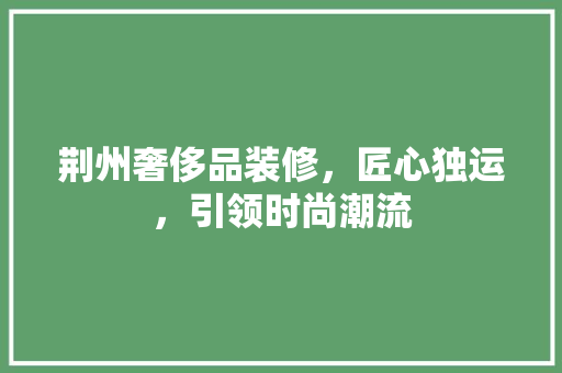 荆州奢侈品装修，匠心独运，引领时尚潮流