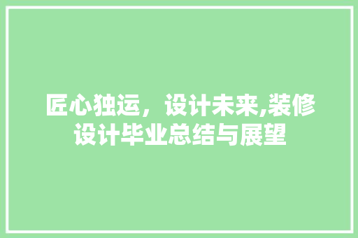 匠心独运，设计未来,装修设计毕业总结与展望