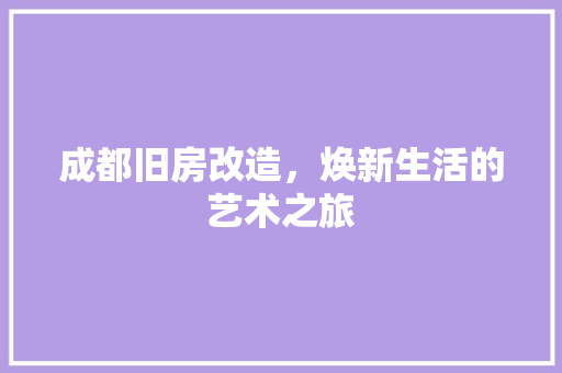 成都旧房改造，焕新生活的艺术之旅