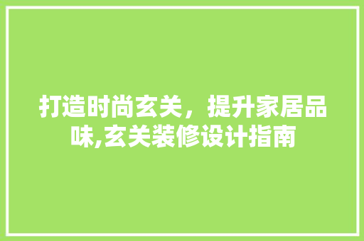 打造时尚玄关，提升家居品味,玄关装修设计指南