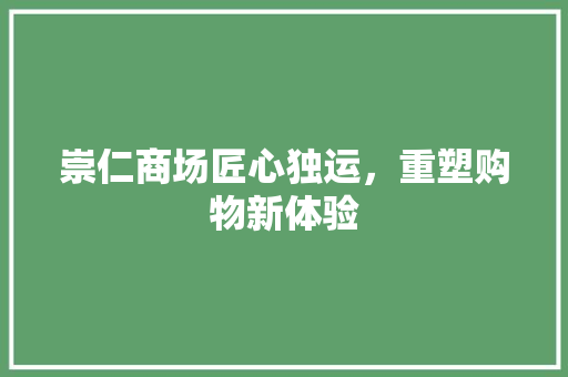 崇仁商场匠心独运，重塑购物新体验