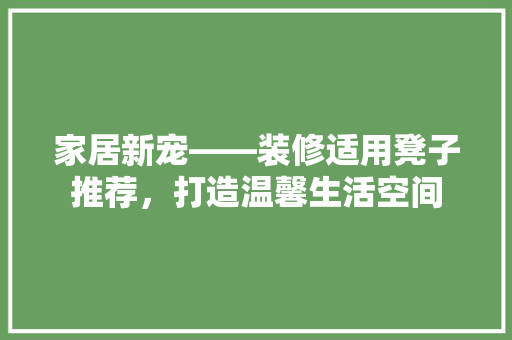 家居新宠——装修适用凳子推荐，打造温馨生活空间