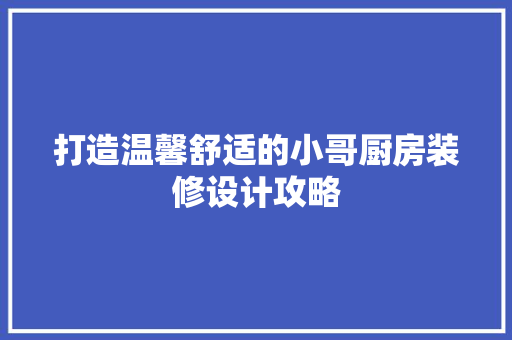 打造温馨舒适的小哥厨房装修设计攻略