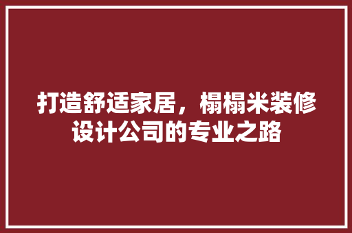 打造舒适家居，榻榻米装修设计公司的专业之路
