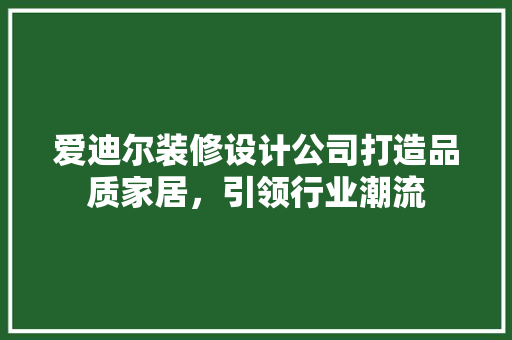 爱迪尔装修设计公司打造品质家居，引领行业潮流  第1张