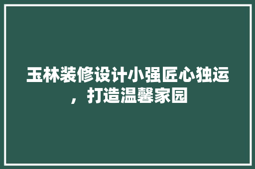 玉林装修设计小强匠心独运，打造温馨家园