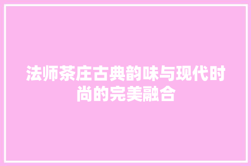 法师茶庄古典韵味与现代时尚的完美融合