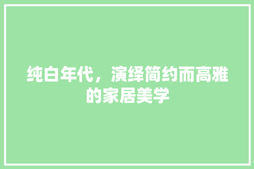 纯白年代，演绎简约而高雅的家居美学