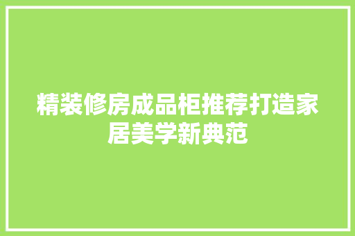 精装修房成品柜推荐打造家居美学新典范