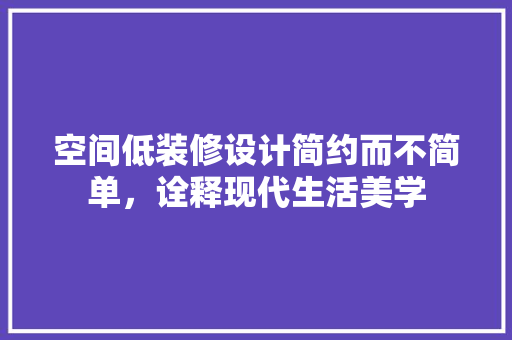 空间低装修设计简约而不简单，诠释现代生活美学
