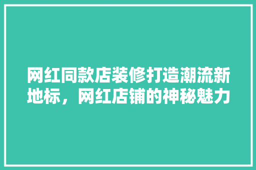 网红同款店装修打造潮流新地标，网红店铺的神秘魅力