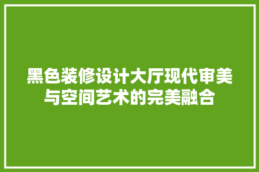 黑色装修设计大厅现代审美与空间艺术的完美融合