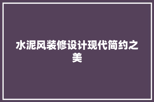 水泥风装修设计现代简约之美