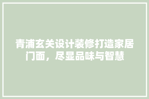 青浦玄关设计装修打造家居门面，尽显品味与智慧