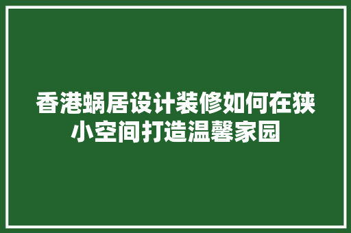 香港蜗居设计装修如何在狭小空间打造温馨家园