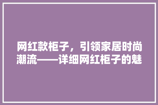 网红款柜子，引领家居时尚潮流——详细网红柜子的魅力与设计理念