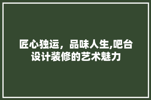 匠心独运，品味人生,吧台设计装修的艺术魅力