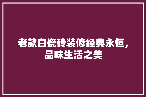 老款白瓷砖装修经典永恒，品味生活之美