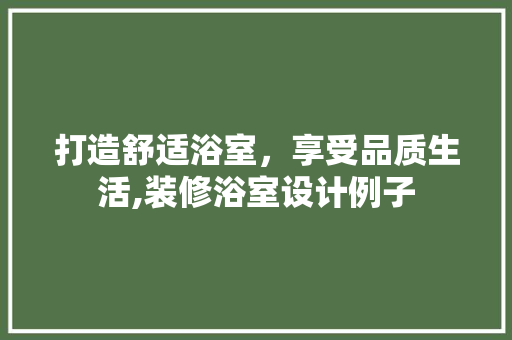 打造舒适浴室，享受品质生活,装修浴室设计例子