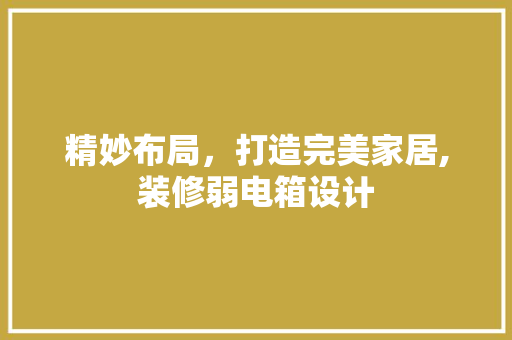精妙布局，打造完美家居,装修弱电箱设计