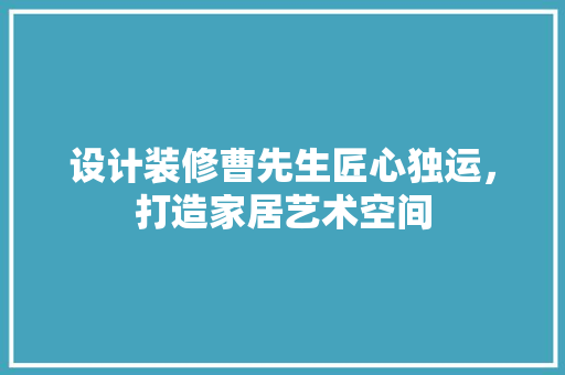 设计装修曹先生匠心独运，打造家居艺术空间