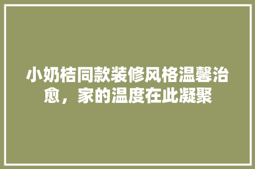 小奶桔同款装修风格温馨治愈，家的温度在此凝聚