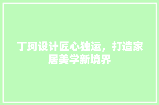 丁珂设计匠心独运，打造家居美学新境界