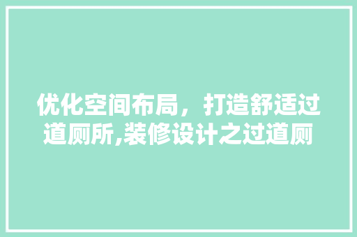优化空间布局，打造舒适过道厕所,装修设计之过道厕所攻略