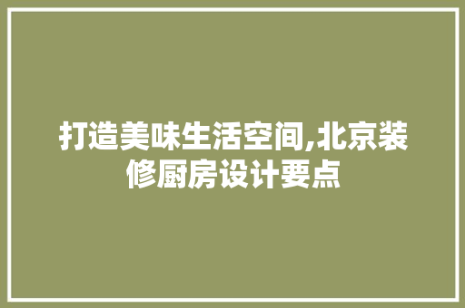 打造美味生活空间,北京装修厨房设计要点
