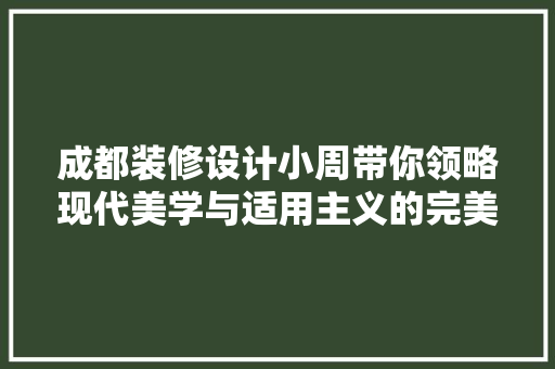 成都装修设计小周带你领略现代美学与适用主义的完美融合