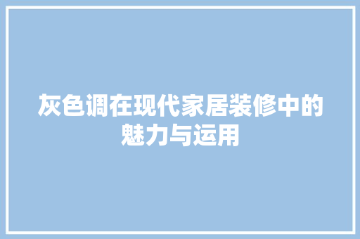 灰色调在现代家居装修中的魅力与运用