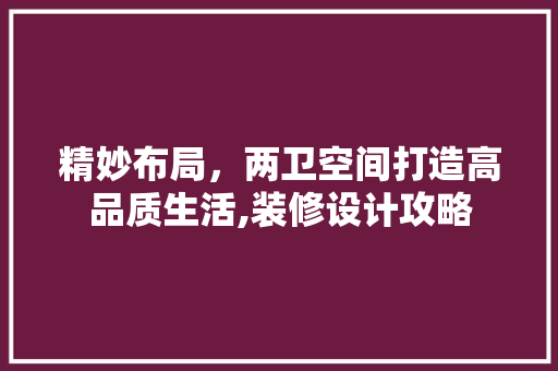 精妙布局，两卫空间打造高品质生活,装修设计攻略
