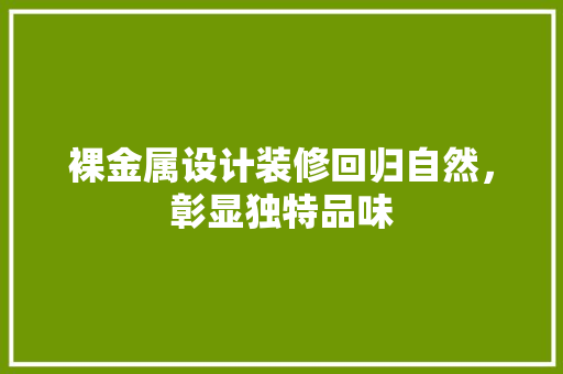 裸金属设计装修回归自然，彰显独特品味