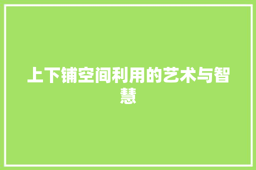 上下铺空间利用的艺术与智慧