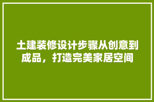 土建装修设计步骤从创意到成品，打造完美家居空间