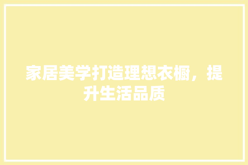 家居美学打造理想衣橱，提升生活品质