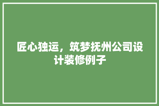 匠心独运，筑梦抚州公司设计装修例子