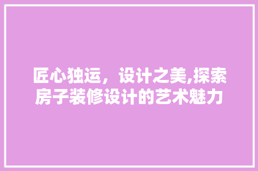 匠心独运，设计之美,探索房子装修设计的艺术魅力
