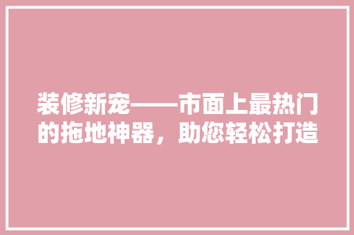 装修新宠——市面上最热门的拖地神器，助您轻松打造洁净家居！