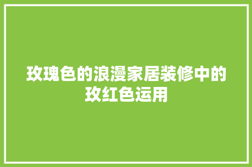玫瑰色的浪漫家居装修中的玫红色运用