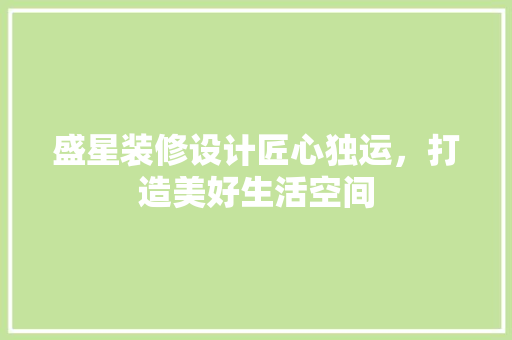 盛星装修设计匠心独运，打造美好生活空间