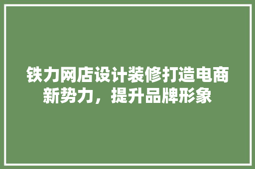 铁力网店设计装修打造电商新势力，提升品牌形象