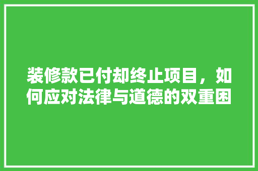 装修款已付却终止项目，如何应对法律与道德的双重困境