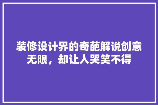 装修设计界的奇葩解说创意无限，却让人哭笑不得
