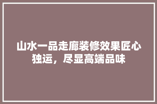 山水一品走廊装修效果匠心独运，尽显高端品味