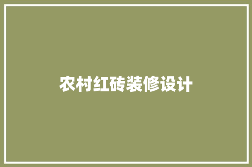 农村红砖装修设计