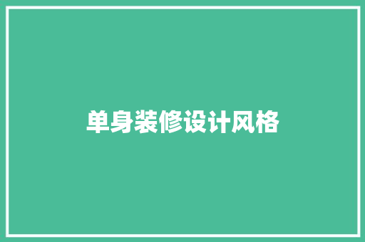 单身装修设计风格