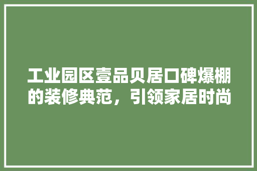 工业园区壹品贝居口碑爆棚的装修典范，引领家居时尚潮流