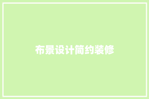布景设计简约装修